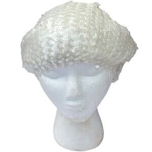 Cream Sequin Beanie